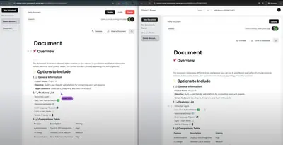 Screenshot of AI collaborative document editor